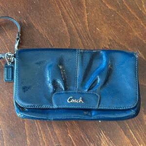 Coach teal Blue Ashley Patent Leather Wristlet